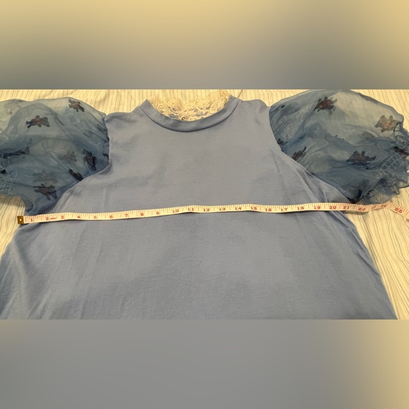 Puff Sleeve Top - Lazy Oaf - Baby blue lace collar w sheer   Sleeves - Picture 5 of 11
